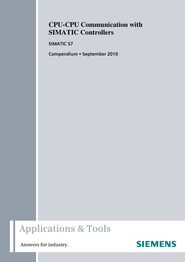 Первая страница: CPU-CPU Communication with SIMATIC Controllers