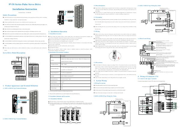 Первая страница: Flexem: FV3S Series Pulse Servo Drive Installation Instruction-V1.0-20241205